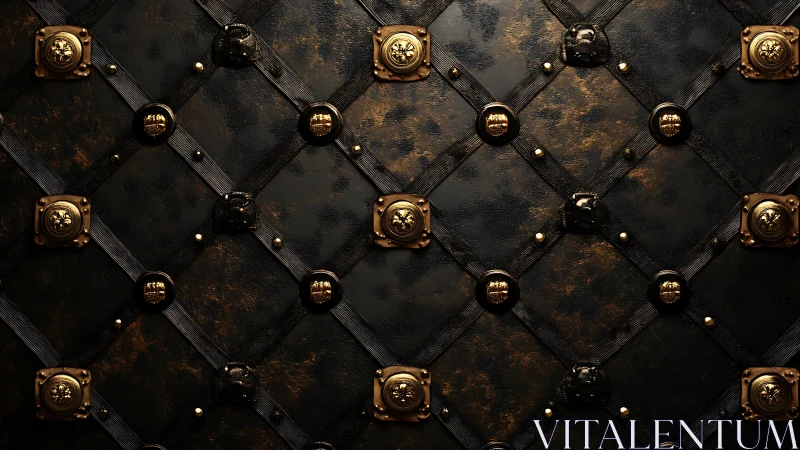 Regal lattice of blackened leather and brooding gold studs.