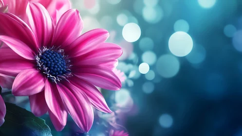Magenta Gerbera Daisy with Bokeh Blur. Floral.