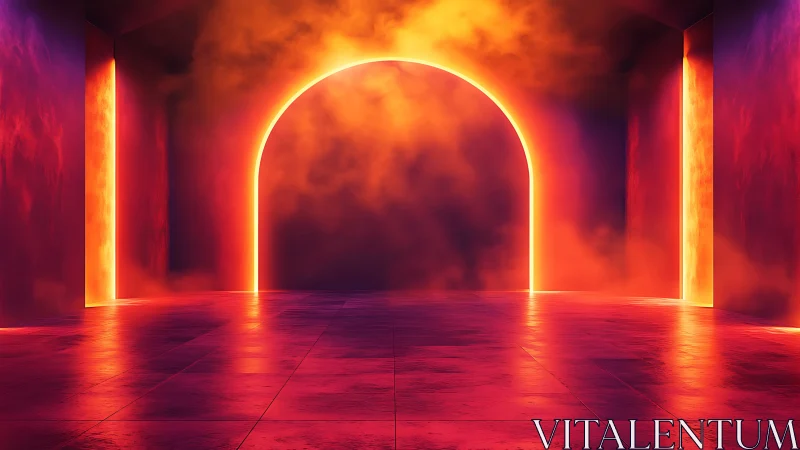 Glowing archway of light opening into a dreamy neon haze.