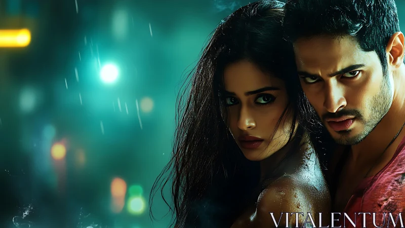 Cinematic Portrait: Intimate Drama with Neon Atmosphere.