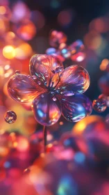 Bioluminescent Bloom: Liquid Light Petals.