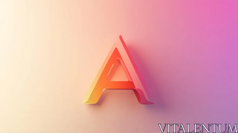 3D Letter A in Gradient Pastel Colors with Soft Lighting.