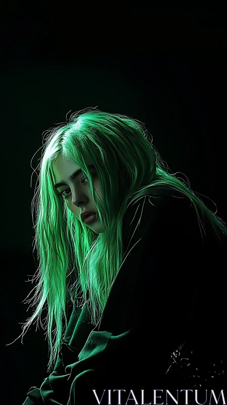 High-contrast neon-lit portrait using selective edge illumination