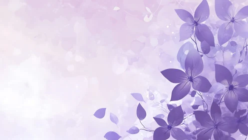 Purple Floral Composition with Translucent Botanical Elements
