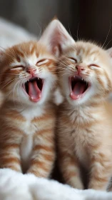 Two Adorable Kittens Yawning Together in Precious Harmony.