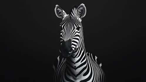 Monochrome muse zebra posing in velvet blackout silence.