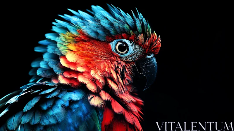 Vibrant Parrot Portrait in Hyper-Realistic Digital Art Style.
