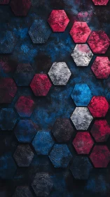 Textured hexagonal lattice with tri-chromatic surface modulation.