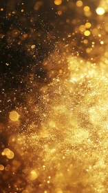 Golden particles floating in warm abstract bokeh field.
