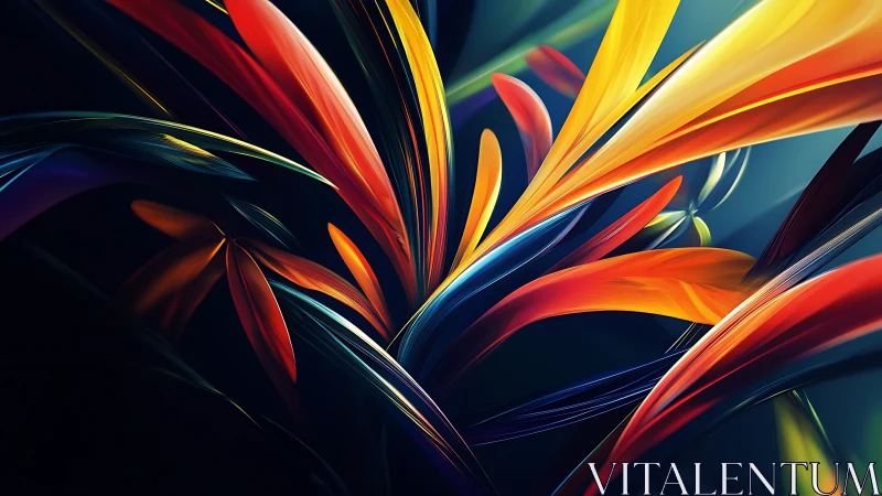 Radiant chromatic blades in flowing abstract motionscape.