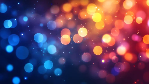 Vibrant Abstract Bokeh Lights in Blue and Orange Hues, Digital Art.