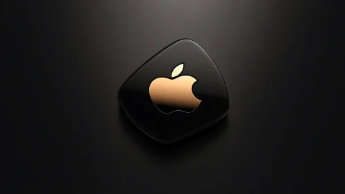 Apple Logo on Black Rounded Surface with Copper Gradient