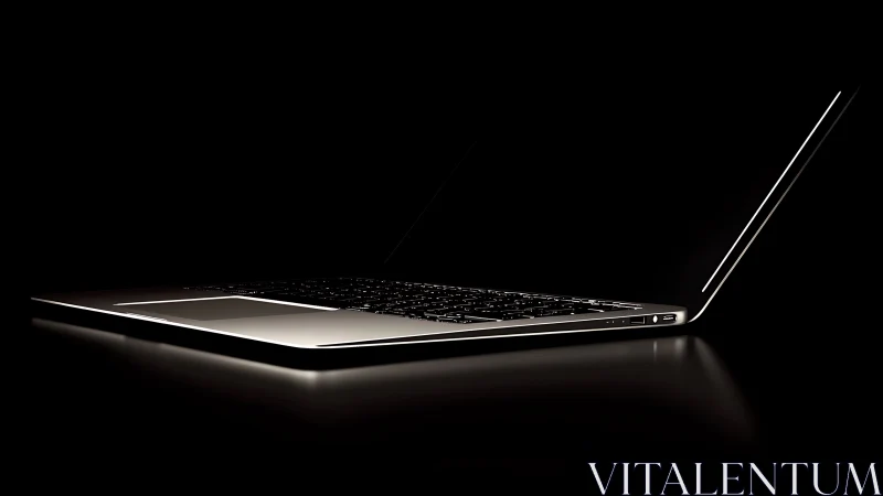 Minimalist laptop profile in low-key studio lighting design.