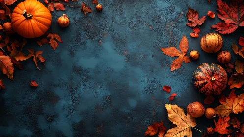 Pumpkins and copper leaves quietly choreograph an autumn frame