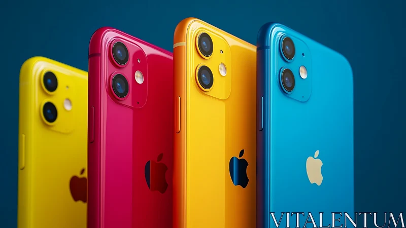 Colorful smartphone lineup displays glossy dual-camera backs