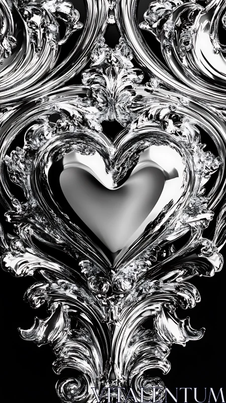 Ornamental Heart Form Within Classical Baroque Relief Sculpture