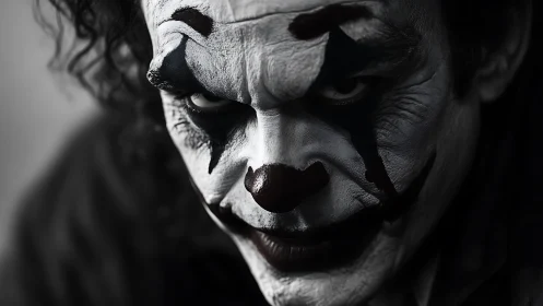 Intense clown portrait uses chiaroscuro to sculpt sinister gaze