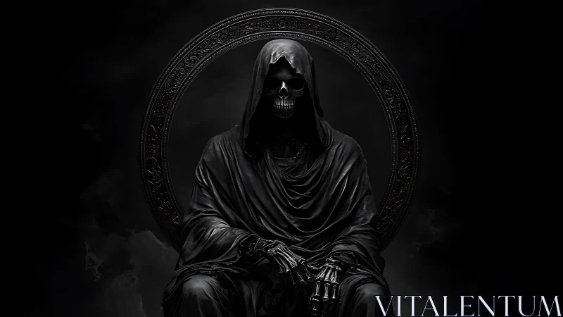 Midnight monarch of bones rests within a carved obsidian halo