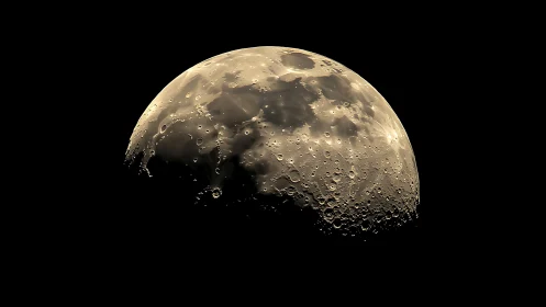 Lunar terminator close-up in high-contrast photorealistic profile.