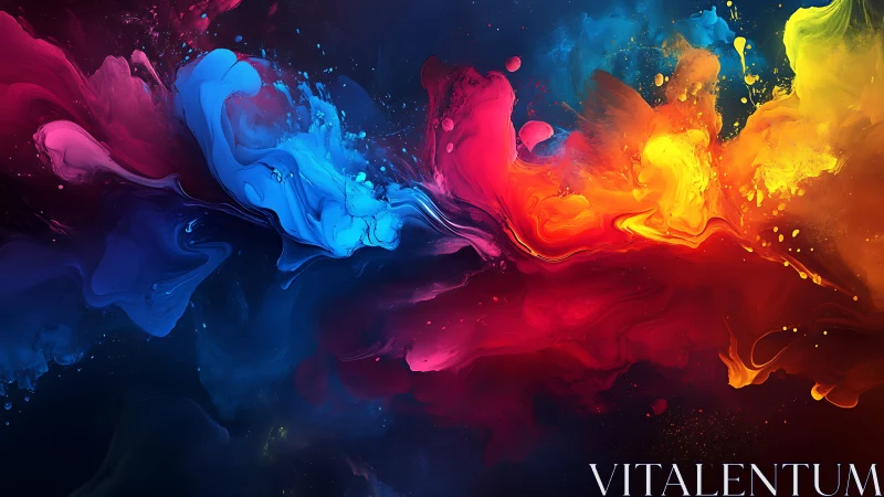 Chromatic fluid dynamics in luminous pigment collision field.