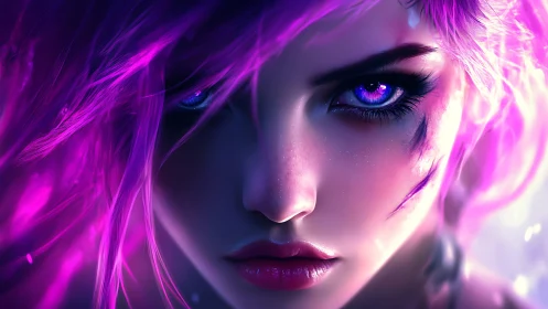 Neon-eyed rebel carves silence with ultraviolet starlight