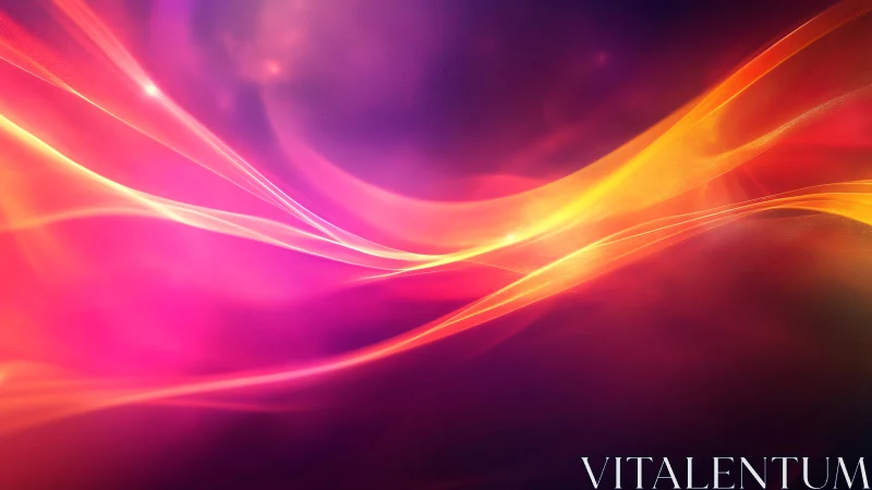 Vibrant pink and orange light waves on dark background.