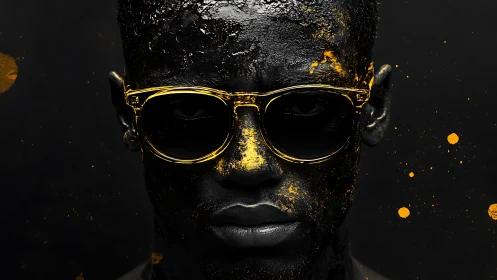 Gold-pigmented portrait with high-contrast chromatic glazing.