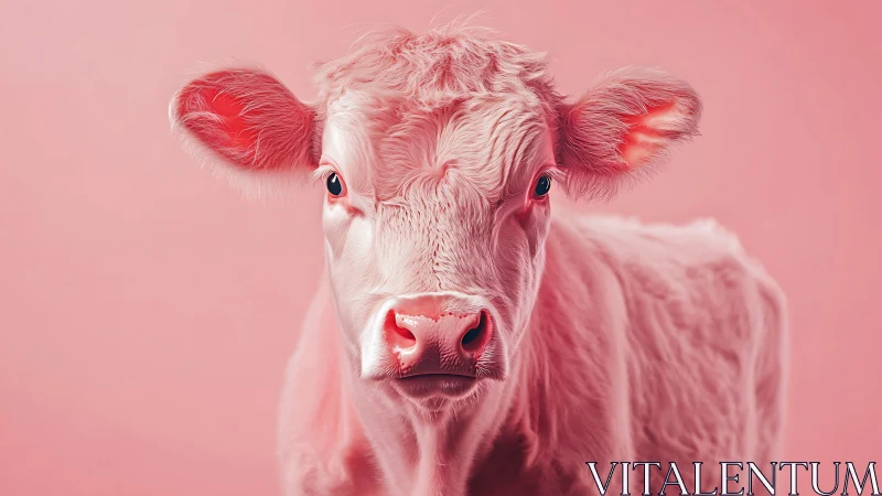 Soft pink calf portrait glows against minimal pastel backdrop