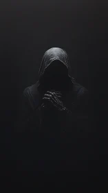 Minimalist shrouded figure in chiaroscuro digital painting.