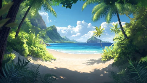 Tropical Beach Paradise. Secluded Island Cove with Mountain Views.