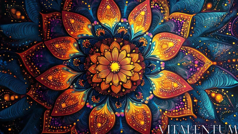 Spiraled mandala blossoms ignite a cosmic petal storm tonight