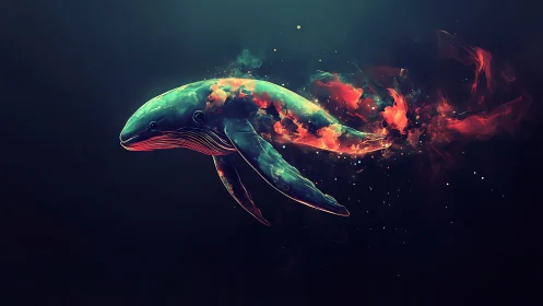 Starlit nebula whale drifting through cosmic ink seas.