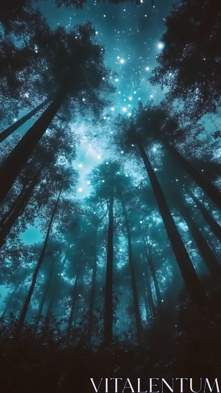 Forest Canopy at Night with Starlight.