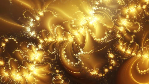 Golden fractal light fields with cascading luminous filaments