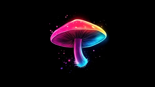 Neon dusk mushroom humming with cosmic nightlife glow.