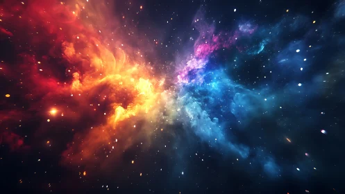 Cosmic nebula explosion with vivid multicolor starfield.