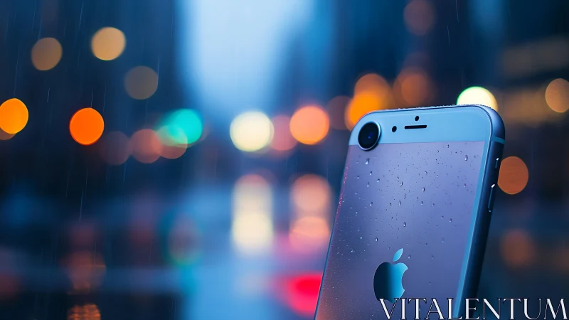 iPhone in the Rain: Urban Evening Magic.