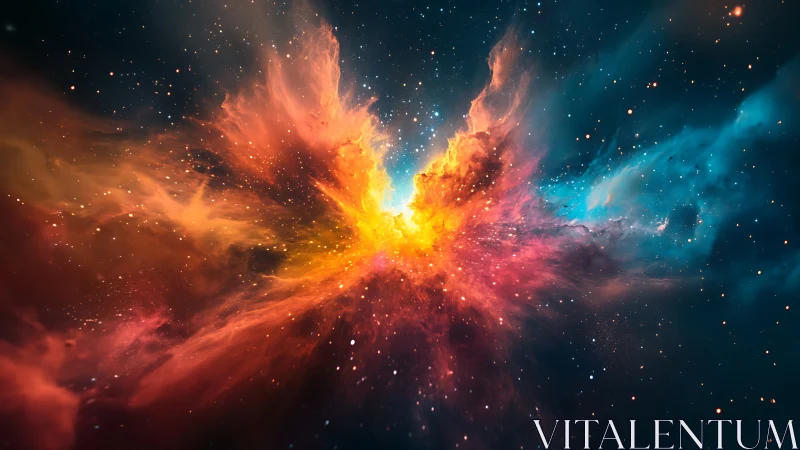 Stellar fireburst paints a vibrant cosmic cloud in deep space