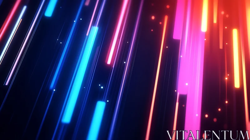 Neon light trails on dark gradient abstract digital background.