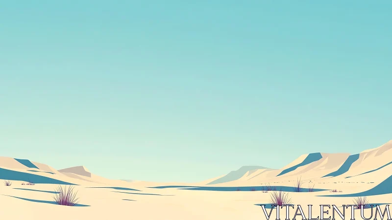 Minimal desert dunes stretch under a soft pastel morning sky