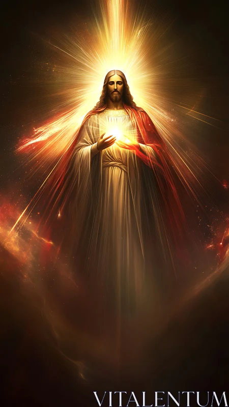 Radiant robed figure with blazing golden divine light aura.