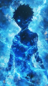 Starlit stormchild steps forward from a roaring electric void