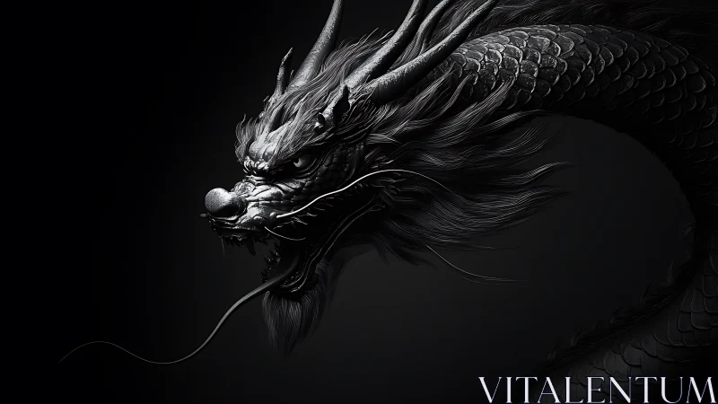 Midnight dragon exhales silence across a stormless void