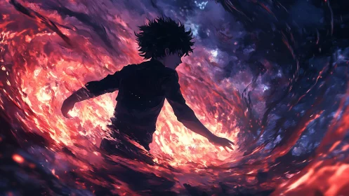 Stormwalker in a spiral of fire and shadowed starlight.