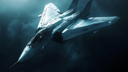Stealth aerospace interceptor in high-altitude nocturnal vapor