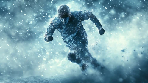 Runner pushing through a wild winter snowstorm’s fury today.