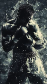Boxer in Ready Stance, Bold and Powerful.