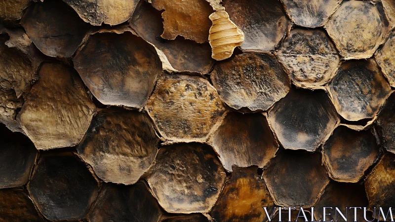 Close-up of natural wasp nest hexagon cells in rustic style.