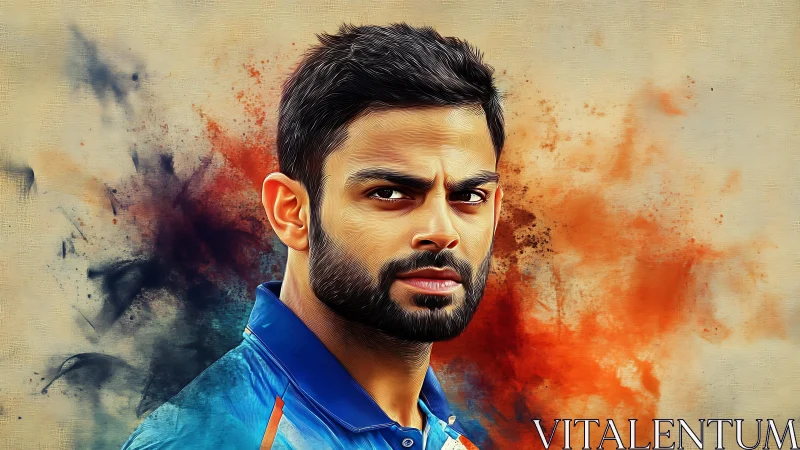 Digital portrait of focused male athlete in chromatic burst.