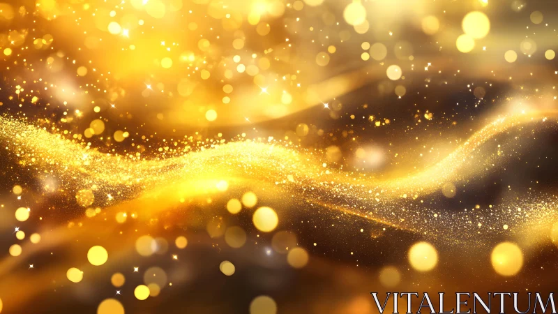 Radiant golden abstract background with sparkling light waves.